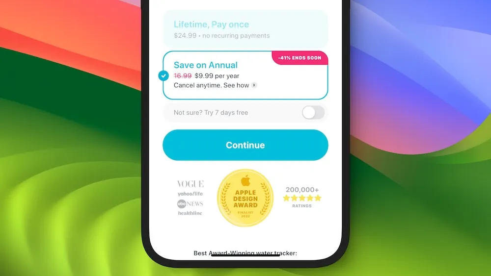Waterllama's paywall showing an offer that ends soon