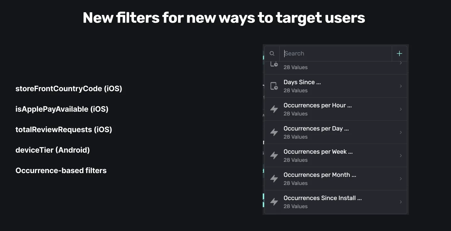 New campaign filters in Superwall