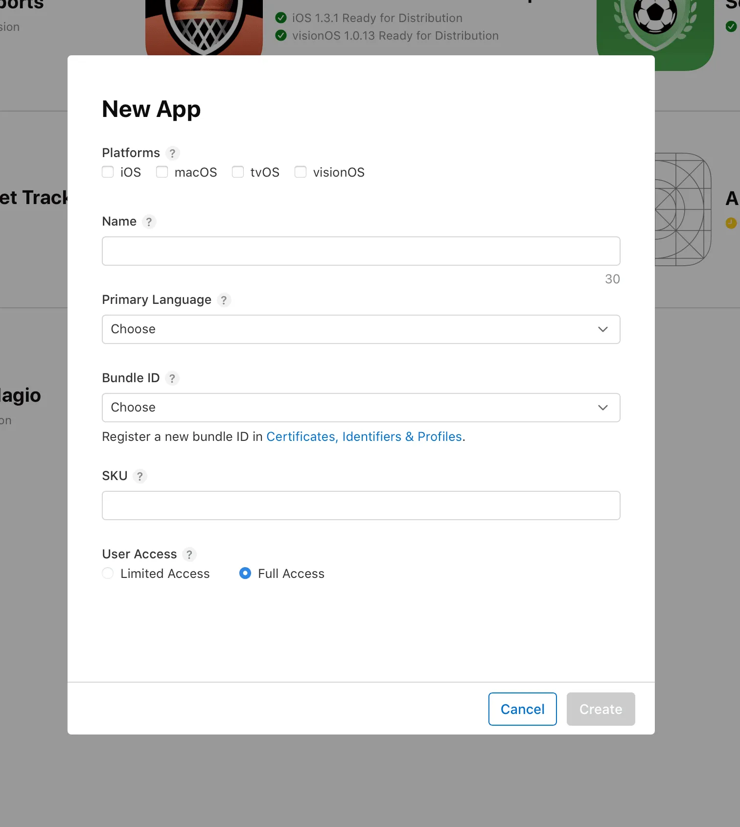 Filling out new app information in App Store Connect