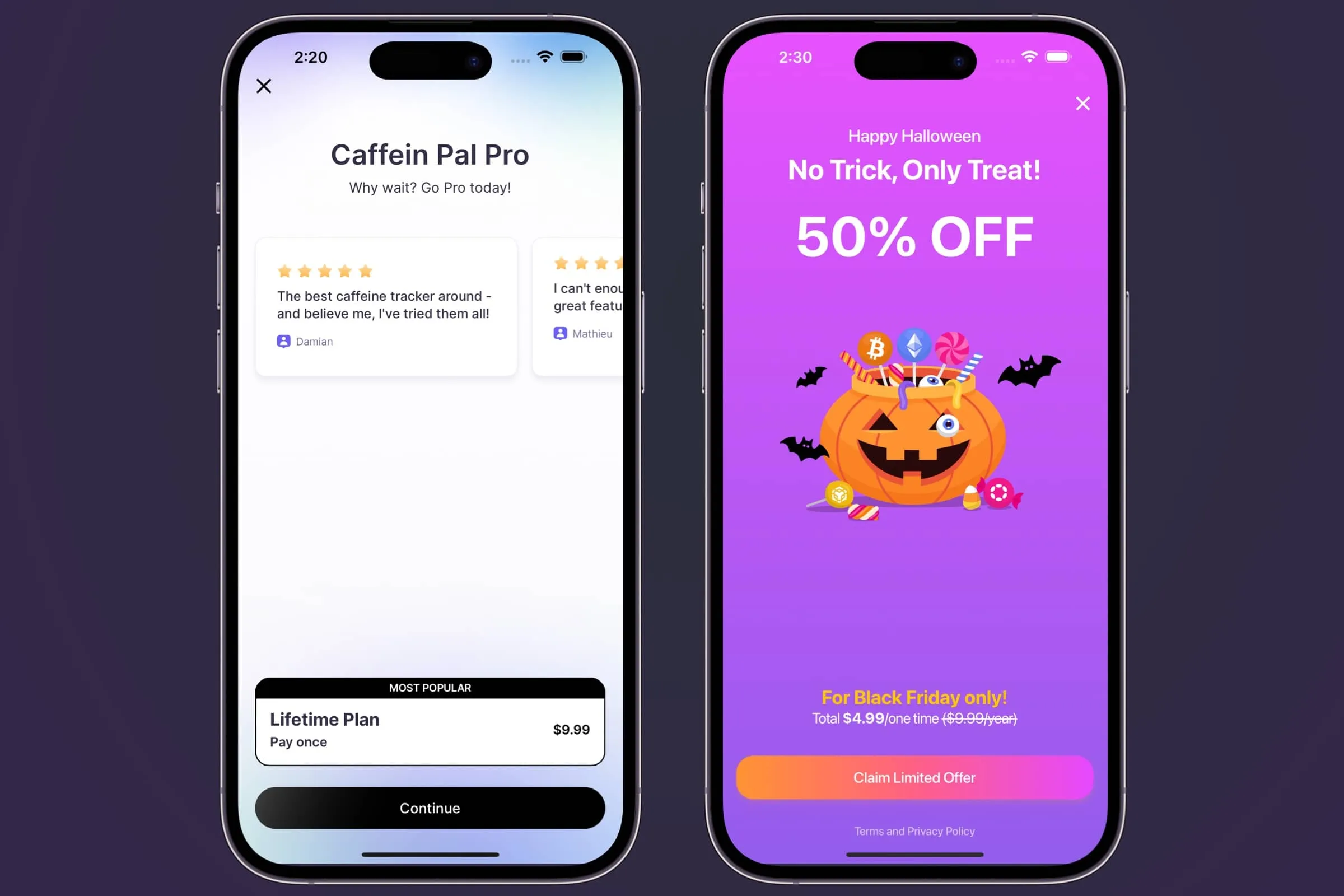 A distinctive promotional paywall next to the original design