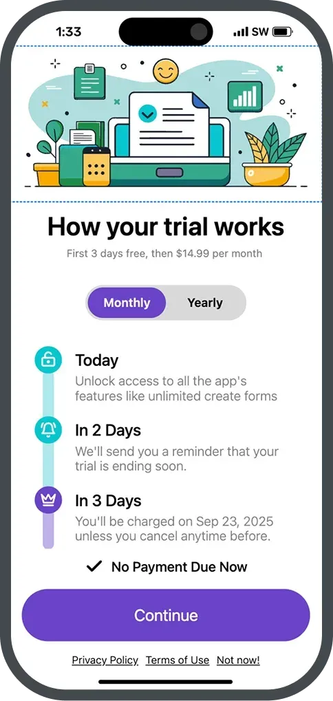 Forms App paywall